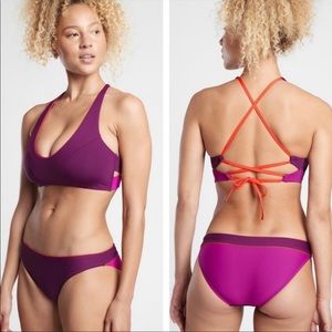 Athleta Colorblock Triangle Bikini Top D-DD Purple